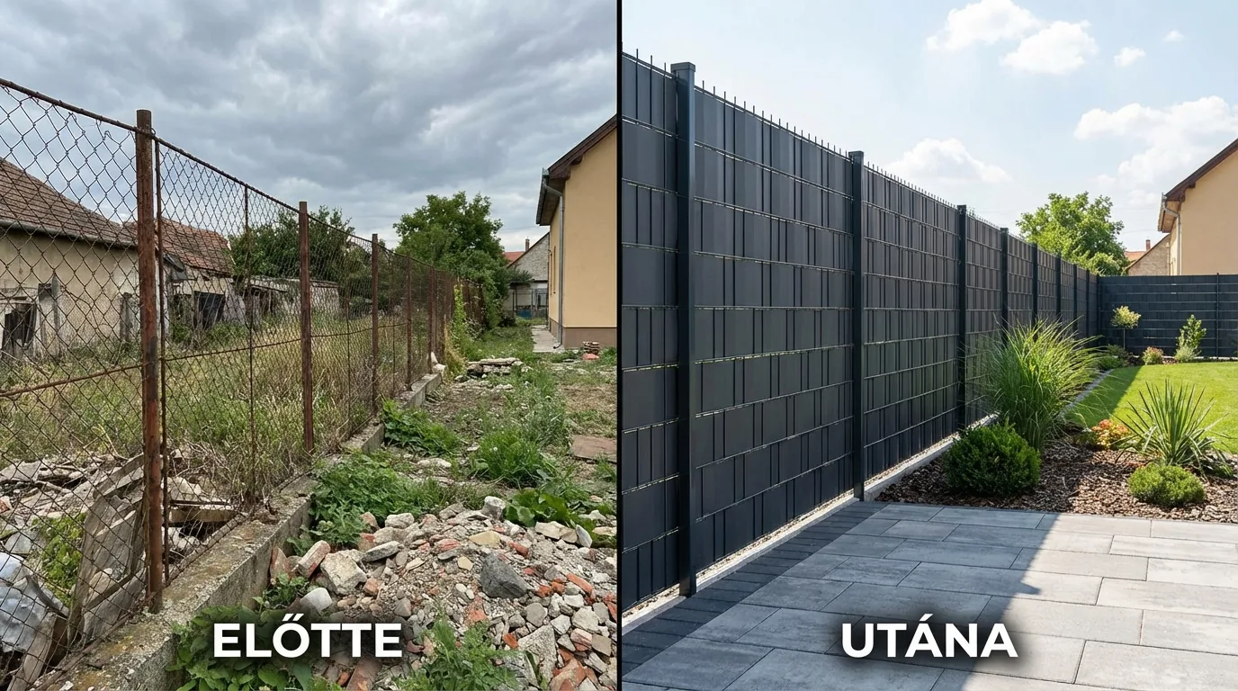 3D panel kerítés előtte-utána